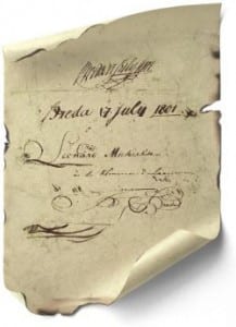 Stifterne af Miko har underskrevet på fint pergamentpapir.